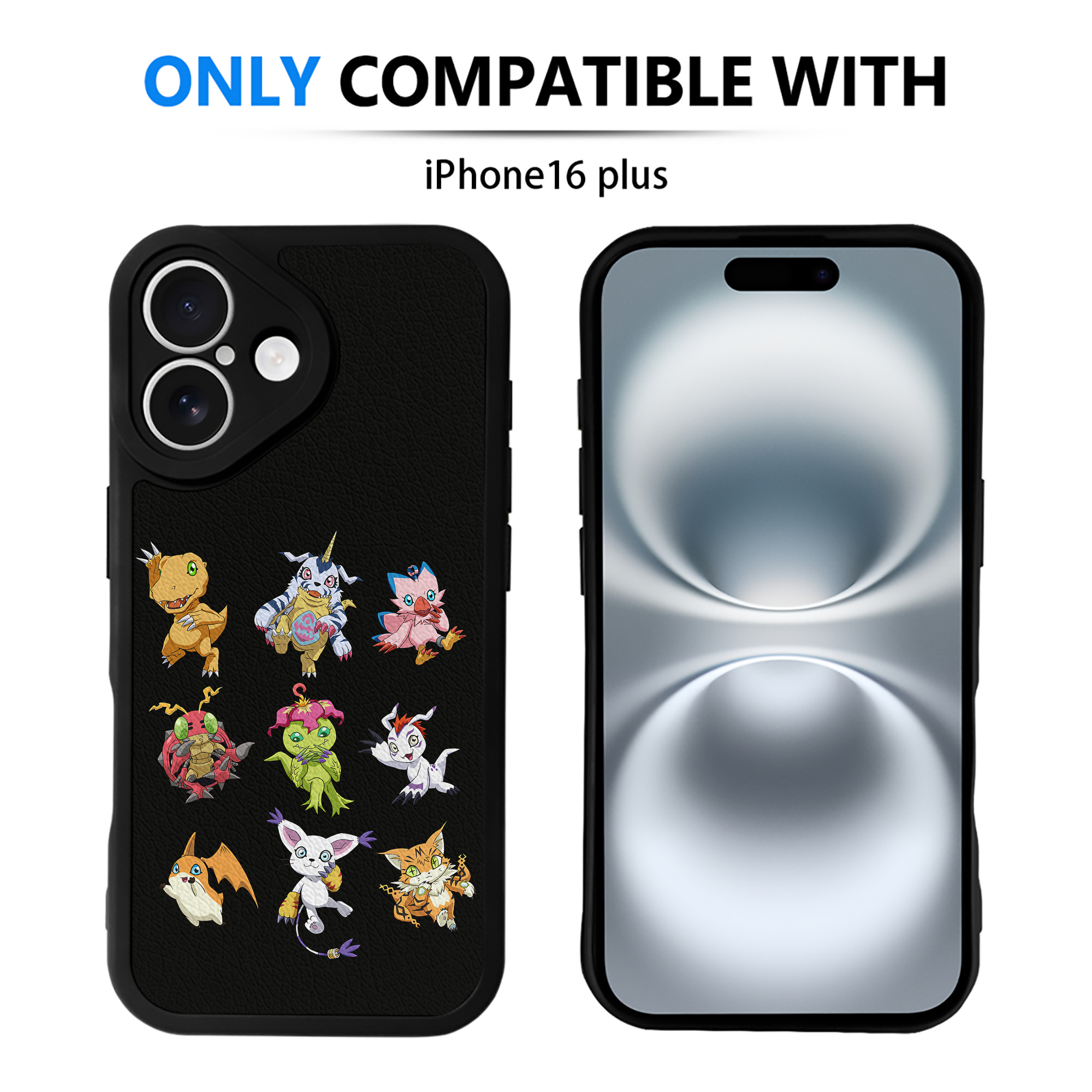 （画像用） Digimon デジタルモンスター/デジモン 【iPhone 16シリーズ対応】シリコンスマホケース（レザー調） 材質：シリコン